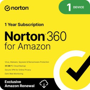 Norton 360 for Amazon, Antivirus software for 1 Device with Auto Renewal