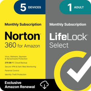 Norton 360 with LifeLock Select Bundle, 1 Month Subscription – 5 Devices – All-in-One Protection for your Devices, Online Privacy, and Identity, Activation Required [Subscription]
